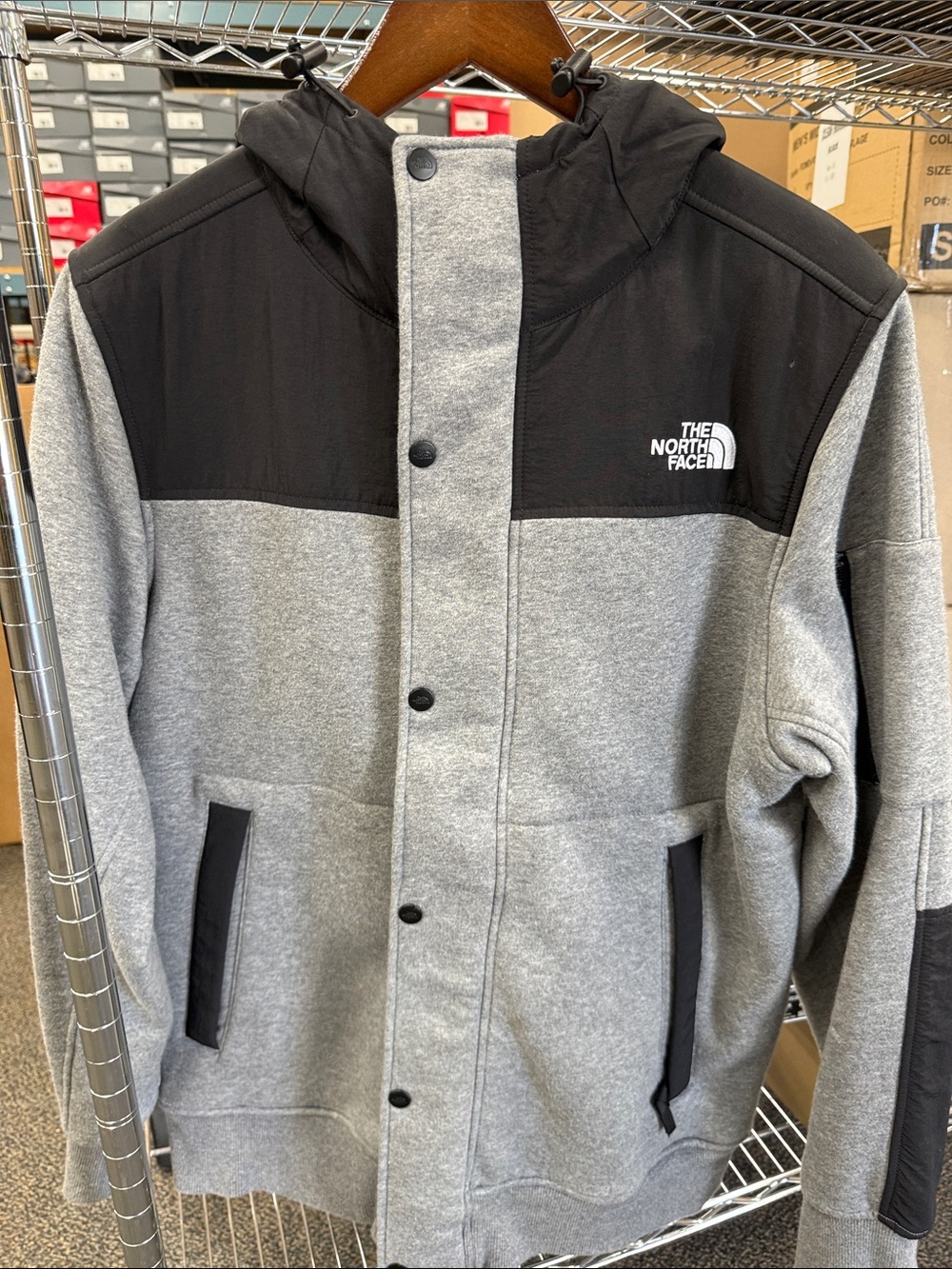 The North Face Gray and Black Hooded Performance Jacket